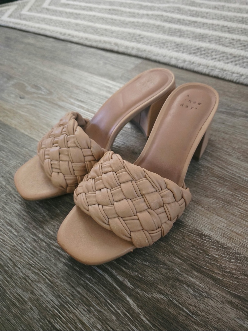 a new day Woven Block Heel Slide in Light Brown